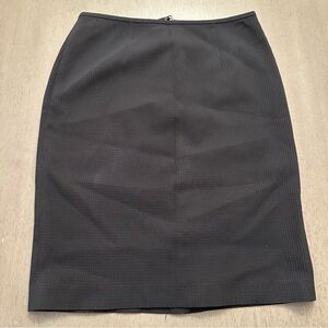 BROOKS BROTHERS Black Waffle Texture Cotton Blend Rear Slit Pencil Skirt Size 10